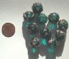 10 Wedding Cake 15mm Round Emerald with Gold Band